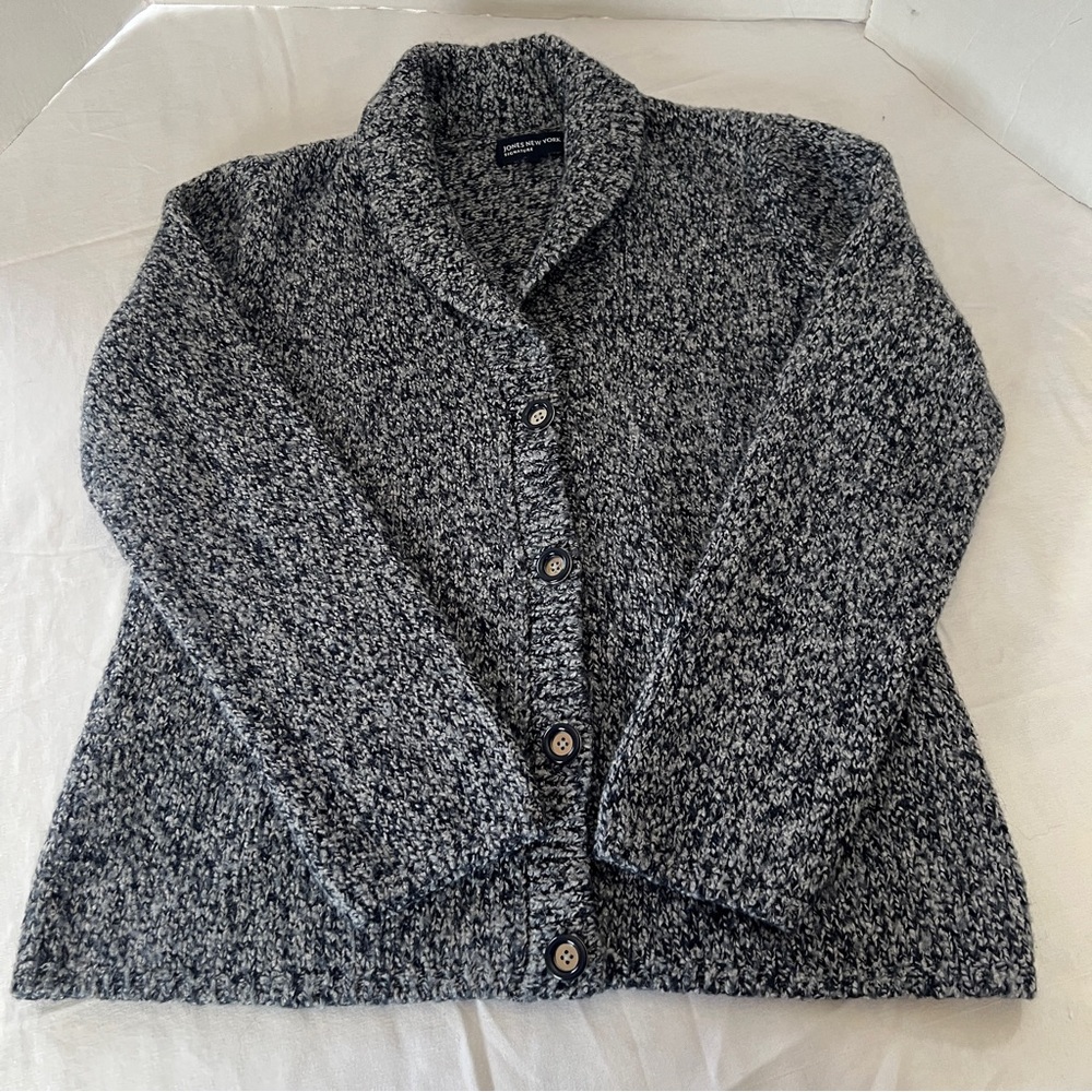 Jones New York signature women's XL black white button up casual sweater